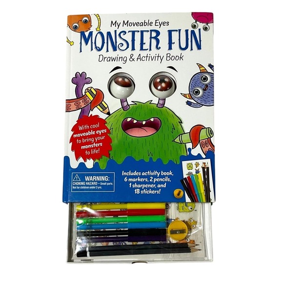 My Moveable Eyes- Monster Fun Drawing & Activity Book & extra Coloring Pencils - Picture 1 of 5